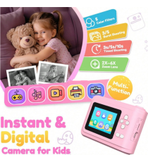 Fotocamera digitale con stampante istantanea S7 Blu  - Stampa istantanea delle fotografie su carta adesiva o normale