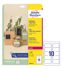 Cartellino stampabile resistente - plastica 190 µ - con angoli tagliati - laser - 90 x 50 mm - 10 cart/fg - 10 fogli -