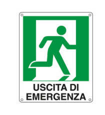 Cartello segnalatore -  25x31 cm - USCITA DI EMERGENZA (destra) - alluminio - Cartelli Segnalatori