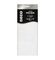 Carta velina - 50 x 76 cm - 20 gr - bianco perlescente - Deco - busta 5 fogli