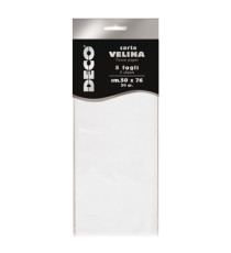 Carta velina - 50 x 76 cm - 20 gr - bianco perlescente - Deco - busta 5 fogli