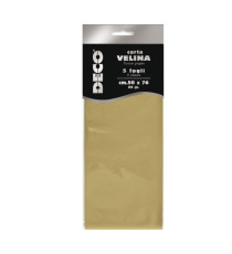 Carta velina - 50 x 76 cm - 20 gr - oro metal - Deco - busta 5 fogli