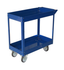 Carrello da lavoro - 2 ripiani - 84 x 41 x 82 cm - portata max 100 kg - acciaio verniciato - blu - Serena Group