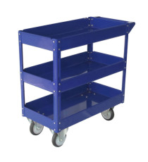 Carrello da lavoro - 3 ripiani - 84 x 41 x 82 cm - portata max 100 kg - acciaio verniciato - blu - Serena Group