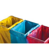 Carrello mobile Triflux - 83,3x36x90 cm - con ruote - 3 portasacco da 100 L ciascuno - acciaio - Medial