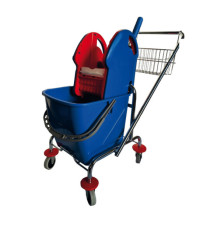 Carrello per pulizie Grouse26 - 25 L - 41 x 58 x 93 cm - blu/rosso - Taxon