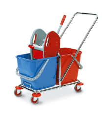 Carrello per pulizie Tucson - 50 L - 78 x 41 x 89cm - rosso/blu - PerfettoFactory