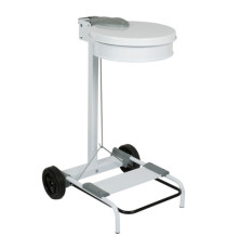 Carrello portasacco - 54,6x60xH94cm - con ruote - 110L - acciaio - bianco - Stilcasa