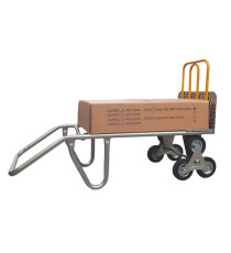 Carrello saliscale - 50 x 40 x 132 cm - max 280 kg - acciaio - grigio/giallo - Tecnotelai