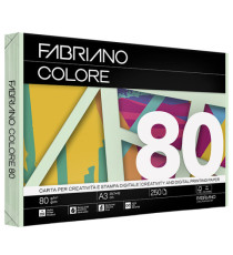 Carta Fabriano Colore - A3 - 80 gr - colori tenui verde chiaro - Fabriano - conf. 250 fogli