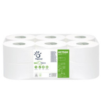 Carta igienica Mini Jumbo Bio Tech - microgoffrata - 2 veli - 16,5 gr -  diametro 19,5 cm - 9,5 cm x 150 mt - Papernet