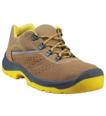 Calzatura di sicurezza Rimini 4 S1P SRC - pelle scamosciata perforata - numero 42 - beige/giallo - Deltaplus