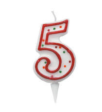 Candelina Zuccherino - numero 5 - H 8.5 cm - Big Party