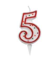 Candelina Zuccherino - numero 5 - H 8.5 cm - Big Party