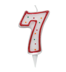 Candelina Zuccherino - numero 7 - H 8.5 cm - Big Party