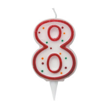 Candelina Zuccherino - numero 8 -  H 8.5 cm - Big Party