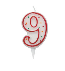 Candelina Zuccherino - numero 9 - H 8.5 cm - Big Party