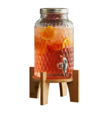 Caraffa con rubinetto - base bamboo - 5,6 L - vetro - trasparente - Leone