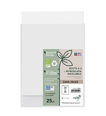 Buste a sacco Gaia - PP riciclato - 23 x 33 cm - buccia - trasparente - Sei rota - conf. 25 pezzi