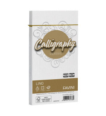 Buste Calligraphy Lino - 110 x 220 mm - 120 gr - bianco 01 - Favini - conf. 25 pezzi