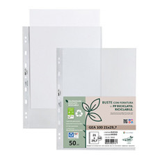 Buste forate Gea 100 - PP riciclato - buccia medium - 21 x 29,7 cm - Sei rota - conf. 50 pezzi