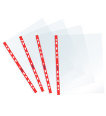 Buste forate Sprint - c/ banda - liscia - 22 x 30 cm - rosso - Favorit - conf. 25 pezzi