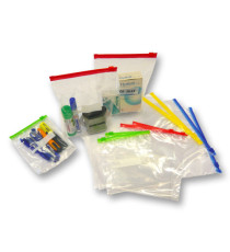 Buste slider - con chiusura zip e cursore - 18 x 22 x 3 cm - 60 micron - LDPE - trasparente/rosso - Viva - conf. 50 pezz