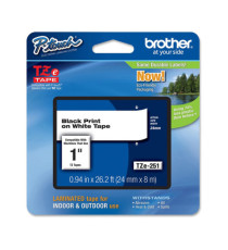Brother - Nastro - Nero/Bianco - TZE251 - 24mm x 8mt