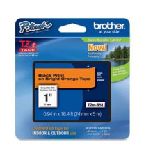 Brother - Nastro laminato fluorescente - Nero/Arancio fluo - TZEB51 - 24mm x 5mt