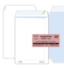 Busta a sacco Competitor FSC - strip adesivo - 25 x 35,3 cm - 80 gr - bianco - Pigna Envelopes - conf. 500 pezzi