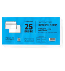 Busta SILVER90 STRIP FSC - bianca - internografata - senza finestra - 110 x 230 mm - 90 gr - Pigna Envelopes - conf. 25