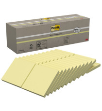 Blocco Post-it - 654-RYP24 - 76 x 76 mm - carta riciclata - giallo - 100 fogli - Post-it - conf. 24 blocchi