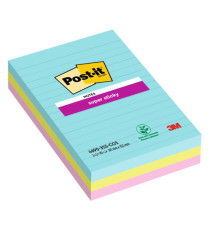 Blocco Post-it Super Sticky - 4690-SS3COS - a righe - 101 x 152 mm - colori Cosmic - 90 fogli - Post-it - conf. 3 pezzi