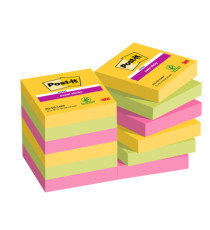 Blocco Post-it Super Sticky - 622-12SS-CARN - 47,6 x 47,6 mm - colori Carnival - 90 fogli - Post-it - conf. 12 pezzi