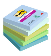 Blocco Post-it Super Sticky - 654-5SS-OAS - 76 x 76 mm - colori Oasis -  90 fogli - Post-it - conf. 5 pezzi