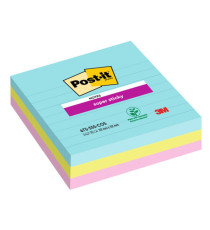 Blocco Post-it Super Sticky - 675-3SS-COS - a righe - 101 x 101 mm - colori Cosmic - 70 fogli - Post-it - conf. 3 pezzi