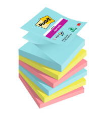 Blocco Post-it Super Sticky Z Notes - R330-6SS-COS - 76 x 76 mm - colori Cosmic - 90 fogli - Post-it - conf. 6 pezzi