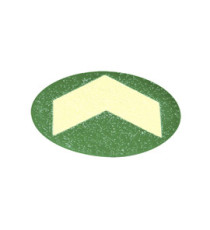 Bollo con freccia fotoluminescente adesiva - diametro 6 cm - giallo/verde