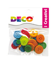 Bottoni - in legno - colori neon - Deco - conf. 30 pezzi