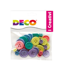 Bottoni - in legno - colori pastello - Deco - conf. 30 pezzi