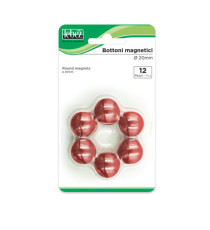 Bottoni magnetici - diametro 2 cm - rosso - Lebez - blister 12 pezzi