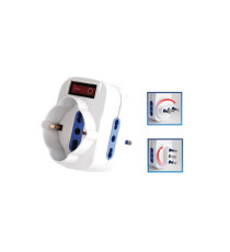 Adattatore rotante con interruttore - 2 prese bipasso 2P+T 10/16A + 1 presa Schuko - MKC
