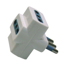 Adattatore triplo con spina 2P+T 16A - 3 prese bipasso 10/16A - MKC