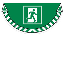 Adesivo segnalatore Take Care - da terra - uscita di emergenza - 70 x 35 cm - CEP