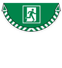 Adesivo segnalatore Take Care - da terra - uscita di emergenza - 70 x 35 cm - CEP
