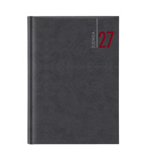 Agenda giornaliera 2027 - copertina in carta imbottita - 14,5 x 20,5 cm - nero