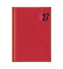 Agenda giornaliera 2027 - copertina in carta imbottita - 14,5 x 20,5 cm - rosso