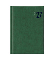 Agenda giornaliera 2027 - copertina in carta imbottita - 14,5 x 20,5 cm - verde