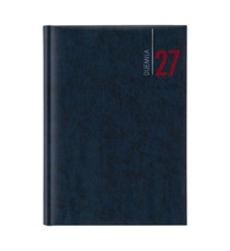 Agenda giornaliera 2027 - copertina in carta imbottita - 17 x 24 cm - blu
