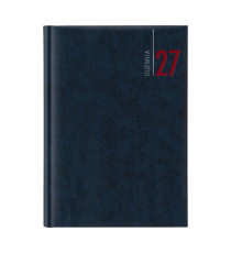 Agenda giornaliera 2027 - copertina in carta imbottita - 17 x 24 cm - blu